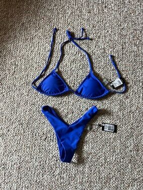 New With Tags. H2OH Blue Triangle Bikini Set. Small top, Medium bottom